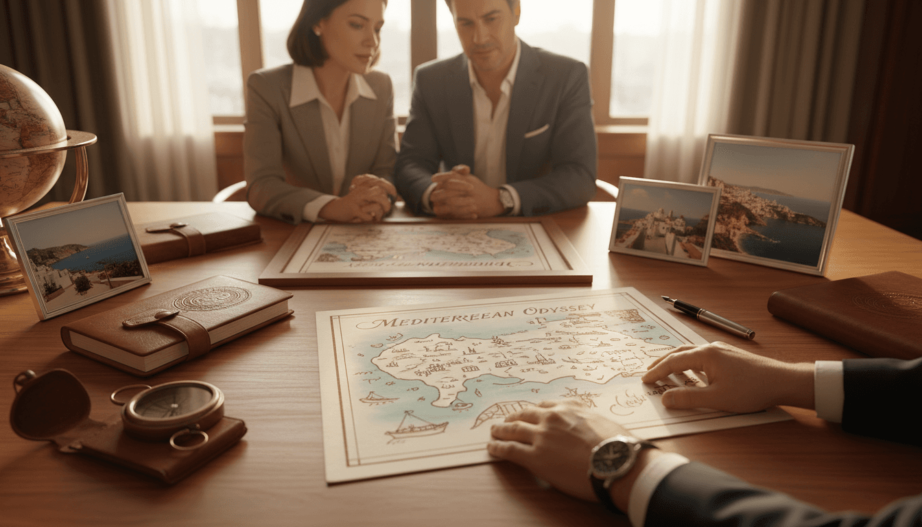 Reiseberater zeigt Reisepläne und Destinationen auf einer Karte